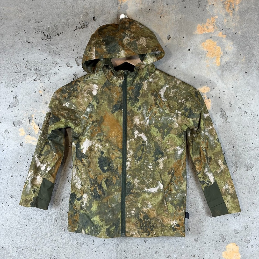 All In Motion Jacket Boys XS 4/5 Green Camouflage Raglan Sleeve Hooded Full Zip